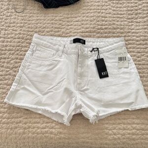 Kut from the Kloth Women's Frayed Hem White Jean Shorts